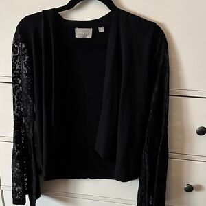 Cyrus Elegant Black Cardigan with Lace Detail
